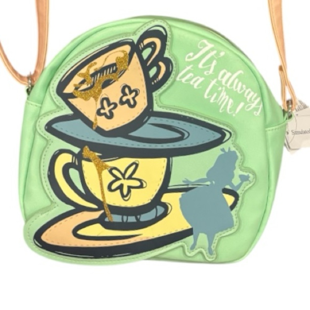 Disney’s Alice and Wonderland “It’s Always Tea Time” Faux Leather Crossbody - Picture 2 of 4